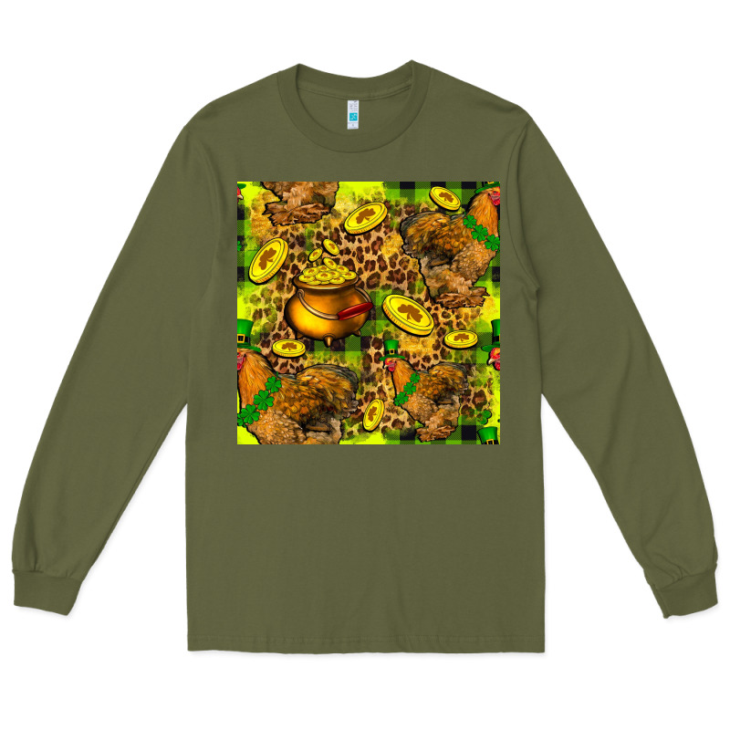 St. Patrick's Chicken With Pot Of Gold Long Sleeve Tee by FaDigitalArtStudio | Teevron