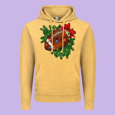 American Football Christmas With Lights And Ribbon Vintage Hoodie Designed By Fadigitalartstudio