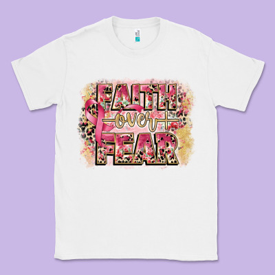 Faith Over Fear Breast Cancer 12 Inches 300 Dpi Classic Tee Designed By Cowgirlartshop