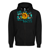 Black with god all things are possible sunflower Zipper Hoodie - AdoDesignShop