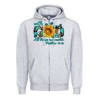 Heather Grey with god all things are possible sunflower Zipper Hoodie - AdoDesignShop