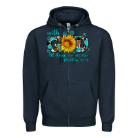 Navy with god all things are possible sunflower Zipper Hoodie - AdoDesignShop