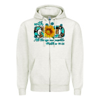 Oatmeal Heather with god all things are possible sunflower Zipper Hoodie - AdoDesignShop