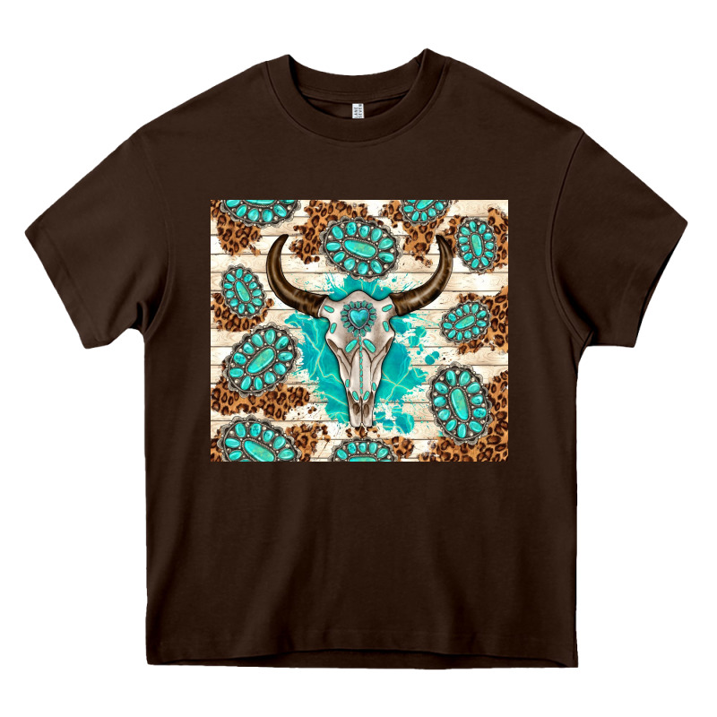 Gemstone Bull Skull Leopard Heavy Core Tee by TumblerDesignByShophia | Teevron