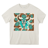 Cream gemstone bull skull leopard Heavy Core Tee - TumblerDesignByShophia