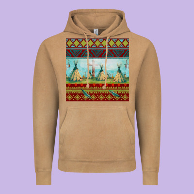 Teepe Tent Dreamcatcher Totem Pole Seamless Patter Vintage Hoodie Designed By Fadigitalartstudio