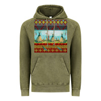Vintage Olive teepe tent dreamcatcher totem pole seamless patter Vintage Hoodie - FaDigitalArtStudio