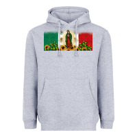 Heather Grey lady of guadalupe mexican flag Heavyweight Hoodie - JahusDesignShop