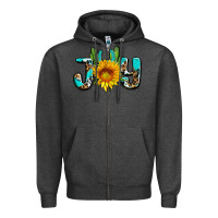 Charcoal Heather joy with sunflower and cactus ado Zipper Hoodie - AdoDesignShop