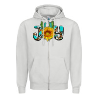 Joy With Sunflower And Cactus Ado Zipper Hoodie | Teevron