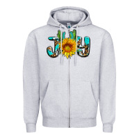 Heather Grey joy with sunflower and cactus ado Zipper Hoodie - AdoDesignShop