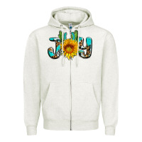 Oatmeal Heather joy with sunflower and cactus ado Zipper Hoodie - AdoDesignShop