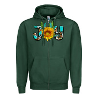 Sports Green joy with sunflower and cactus ado Zipper Hoodie - AdoDesignShop