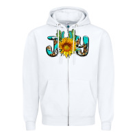 White joy with sunflower and cactus ado Zipper Hoodie - AdoDesignShop