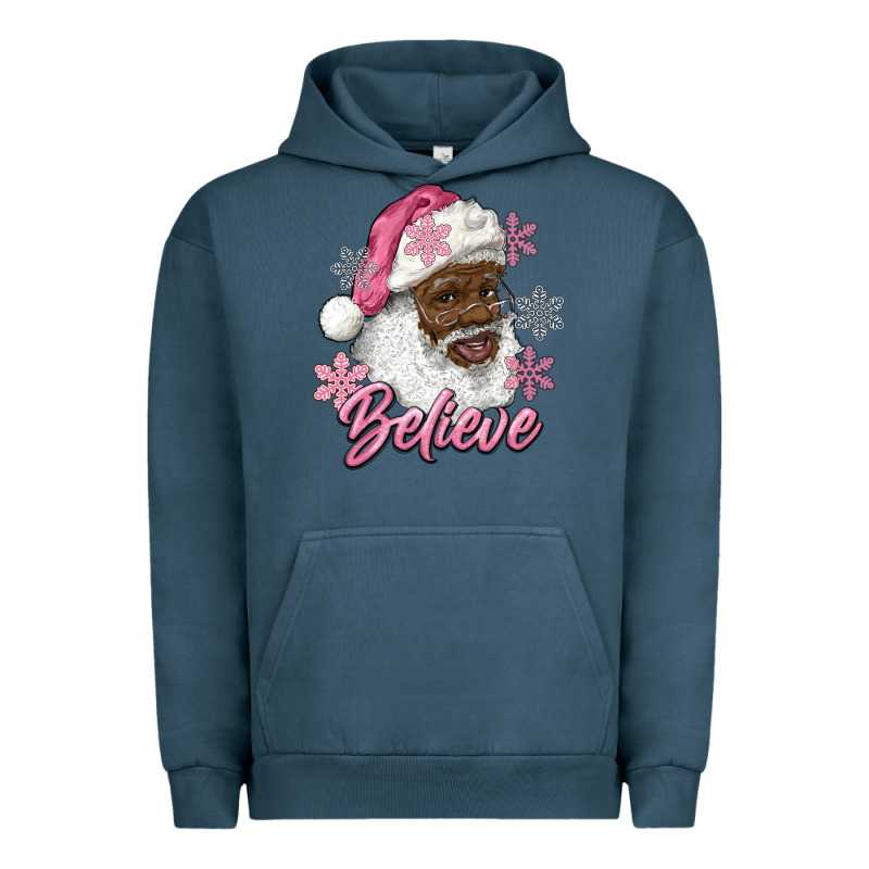 Pink Christmas African American Santa Believe Urban Hoodie by RanaPortraitStore | Teevron