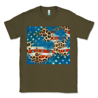 Army Green leopard glitter american flag Classic Tee - CowGirlArtShop