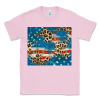 Bubblegum Pink leopard glitter american flag Classic Tee - CowGirlArtShop
