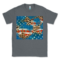 Charcoal Heather leopard glitter american flag Classic Tee - CowGirlArtShop