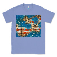 Colony Blue leopard glitter american flag Classic Tee - CowGirlArtShop