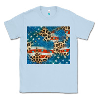 Dusty Blue leopard glitter american flag Classic Tee - CowGirlArtShop