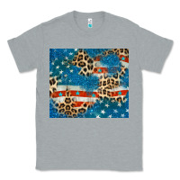 Heather Grey leopard glitter american flag Classic Tee - CowGirlArtShop