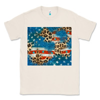 Natural leopard glitter american flag Classic Tee - CowGirlArtShop