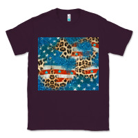 Plum leopard glitter american flag Classic Tee - CowGirlArtShop