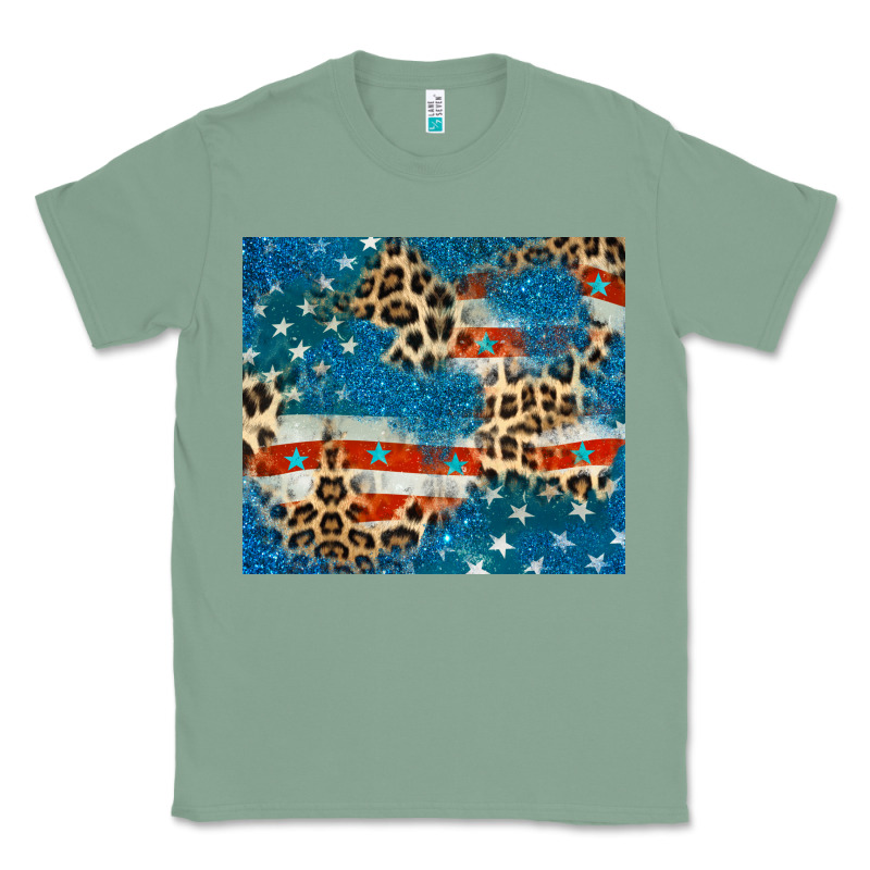 Leopard Glitter American Flag Classic Tee by CowGirlArtShop | Teevron