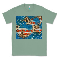 Sage leopard glitter american flag Classic Tee - CowGirlArtShop