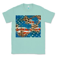 Seafoam leopard glitter american flag Classic Tee - CowGirlArtShop