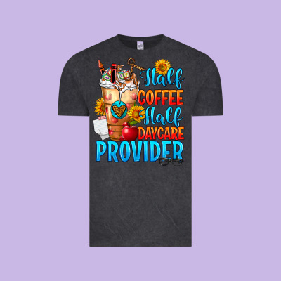 Half Coffee Half Daycare Provider Vintage Tee Designed By Fadigitalartstudio