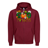 Burgundy with god all things are possible Zipper Hoodie - AdoDesignShop