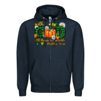 Navy with god all things are possible Zipper Hoodie - AdoDesignShop