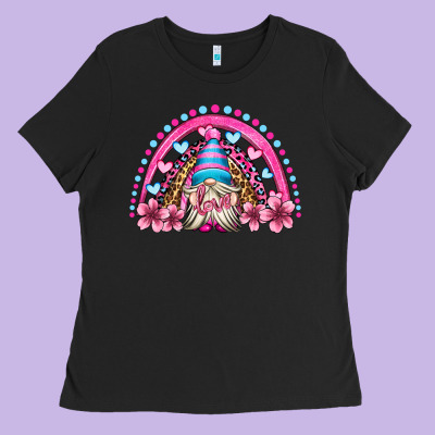 Valentine's Day Rainbow Gnome Olivia Ladies Tee Designed By Oliviacreatesart