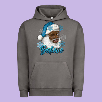 Winter Christmas African American Santa Believe Urban Hoodie Designed By Ranaportraitstore