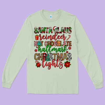 Santa Claus Reindeer Hallmark Hot Chocolate Christ Long Sleeve Tee Designed By Fadigitalartstudio
