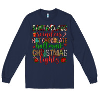 Navy santa claus reindeer hallmark hot chocolate christ Long Sleeve Tee - FaDigitalArtStudio