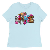 Baby Blue love with cow olivia Ladies Tee - OliviaCreatesArt