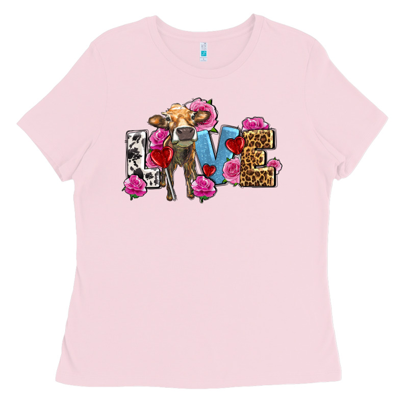 Love With Cow Olivia Ladies Tee by OliviaCreatesArt | Teevron