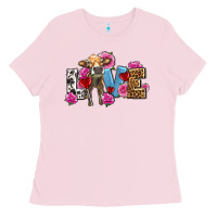 Bubblegum Pink love with cow olivia Ladies Tee - OliviaCreatesArt