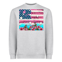 Heather Grey american flag and teeth with flowers Heavyweight Sweatshirt - AdoDesignShop