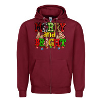 Burgundy merry and bright with christmas tree  cakes ado Zipper Hoodie - AdoDesignShop