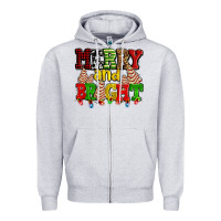 Heather Grey merry and bright with christmas tree  cakes ado Zipper Hoodie - AdoDesignShop