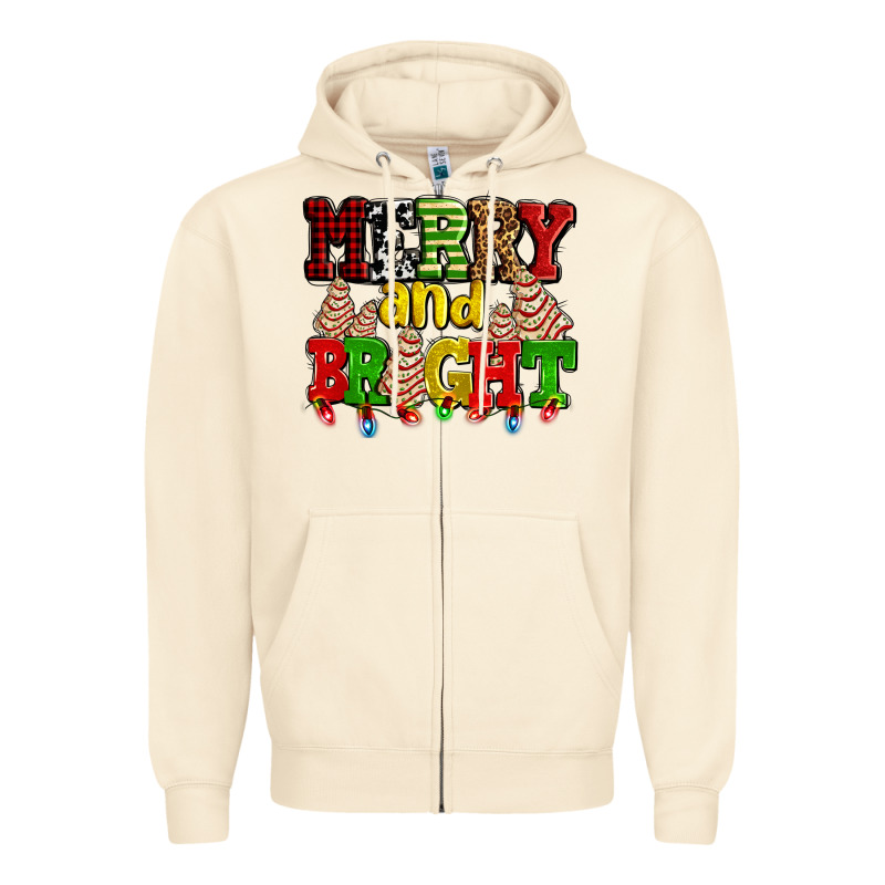 Merry And Bright With Christmas Tree  Cakes Ado Zipper Hoodie by AdoDesignShop | Teevron