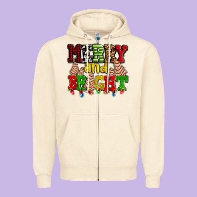 Merry And Bright With Christmas Tree  Cakes Ado Zipper Hoodie Designed By Adodesignshop