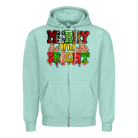 Seafoam merry and bright with christmas tree  cakes ado Zipper Hoodie - AdoDesignShop