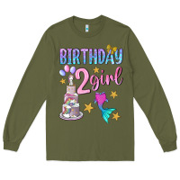 Army Green birthday girl 2 Long Sleeve Tee - BundleAndBundleShop
