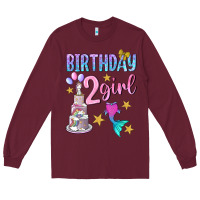 Burgundy birthday girl 2 Long Sleeve Tee - BundleAndBundleShop