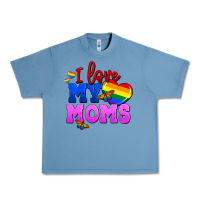 Pebble Blue I love my moms Urban Heavy Tee - FaDigitalArtStudio