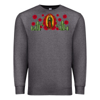 Charcoal Heather lady of Guadalupe cactus rose Premium Sweatshirt - JahusDesignShop